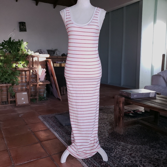 Save $100 - Anthropology Dolan Red and White Stretchy Maxi Tank Dress - Picture 2 of 6